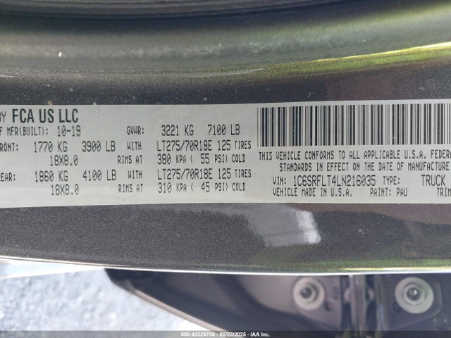 RAM 1500 2020 1C6SRFLT4LN216035 Image 9