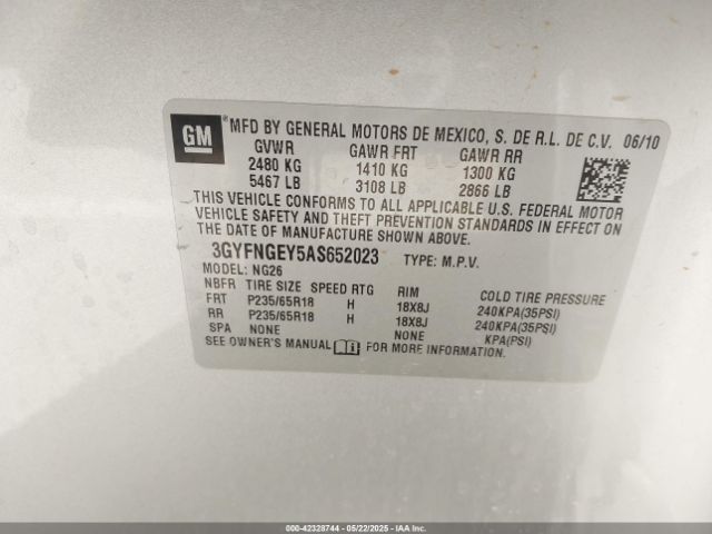 2010 CADILLAC SRX 3GYFNGEY5AS652023 Photo 8