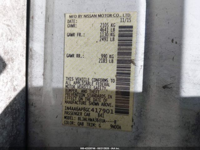1N4AA6AP8GC417901 Nissan Maxima 3.5 Platinum