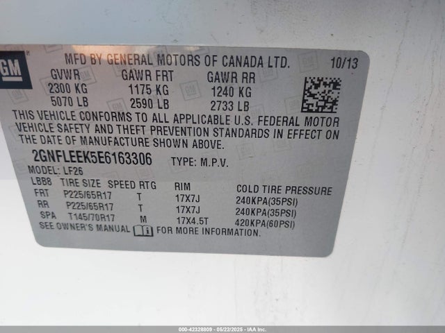 2GNFLEEK5E6163306 Chevrolet EQUINOX LS