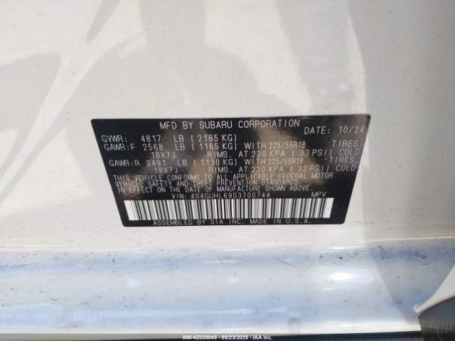 4S4GUHL69S3700744 Subaru na