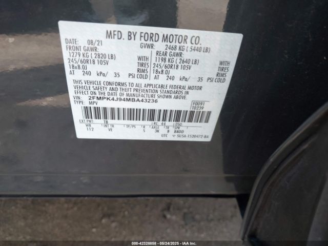 2021 FORD EDGE 2FMPK4J94MBA43236 Photo 8