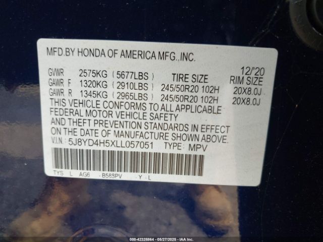 2020 ACURA MDX 5J8YD4H5XLL057051 Photo 8