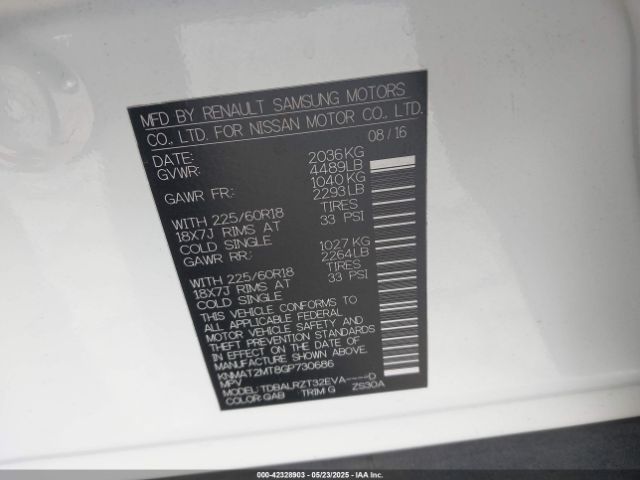 KNMAT2MT8GP730686 Nissan Rogue Sl