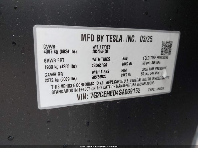 2025 TESLA CYBERTRUCK 7G2CEHED4SA069152 Photo 8