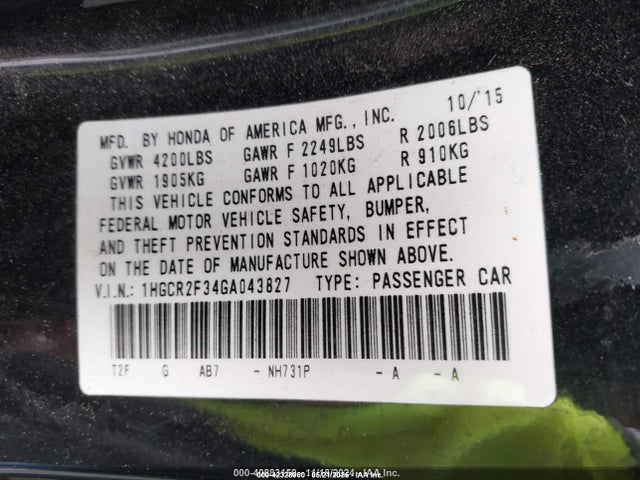 1HGCR2F34GA043827 Honda k24w1