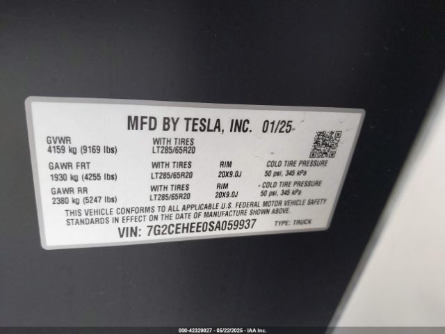 2025 TESLA CYBERTRUCK 7G2CEHEE0SA059937 Photo 8