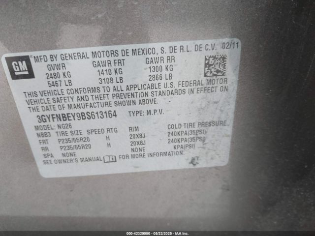 2011 CADILLAC SRX 3GYFNBEY9BS613164 Photo 8