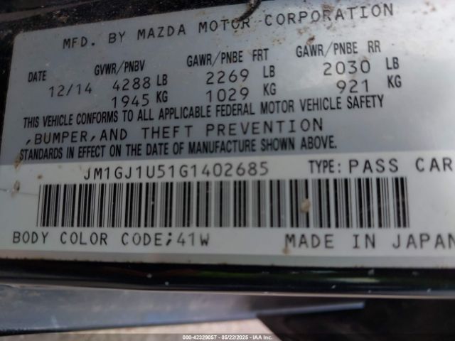 JM1GJ1U51G1402685 Mazda Mazda6 I Sport