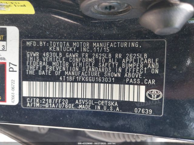 4T1BF1FK6GU163031 Toyota CAMRY SE