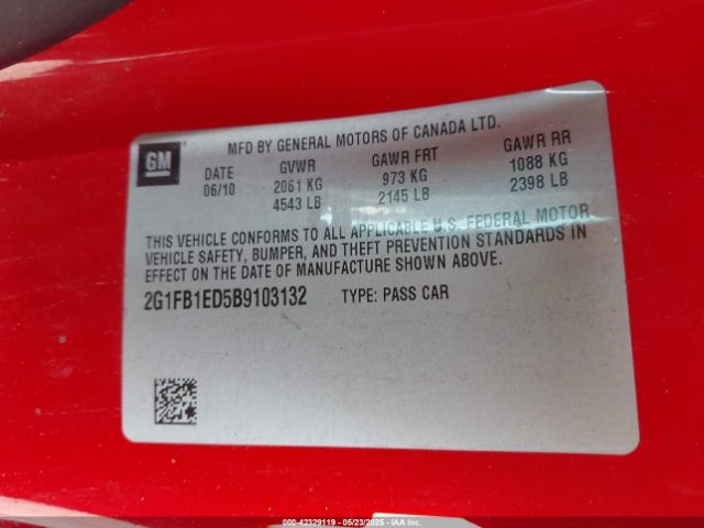 2011 CHEVROLET CAMARO 2G1FB1ED5B9103132 Photo 8