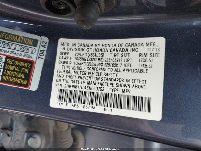 2HKRM4H54EH630763 Honda k24z7