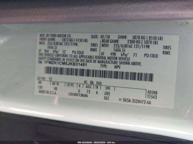 1FMZK1CM5JKB31481 Ford Transit-150 Xl