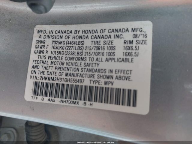 2HKRM3H31GH555497 Honda CR-V LX