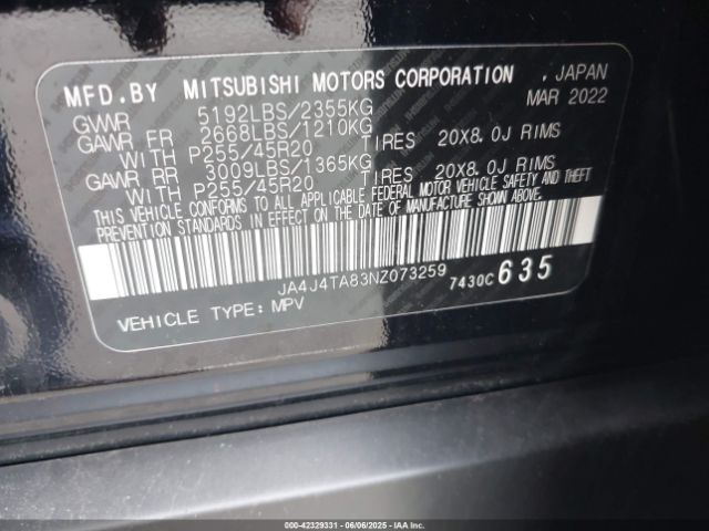 2022 MITSUBISHI OUTLANDER JA4J4TA83NZ073259 Photo 8