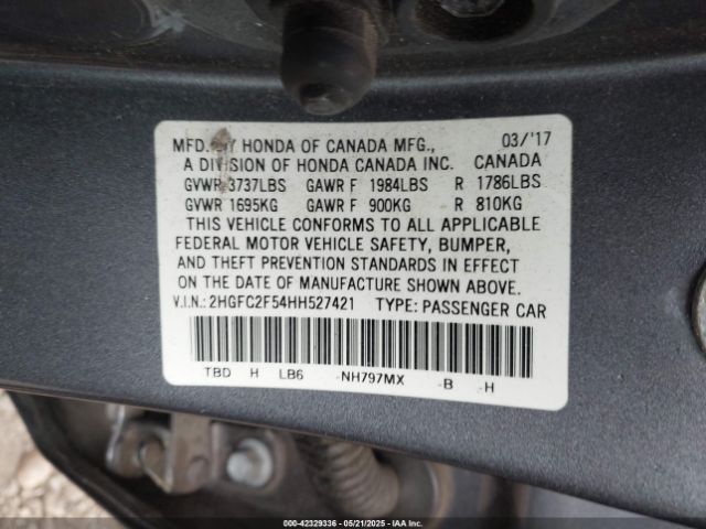 2HGFC2F54HH527421 Honda Civic Lx