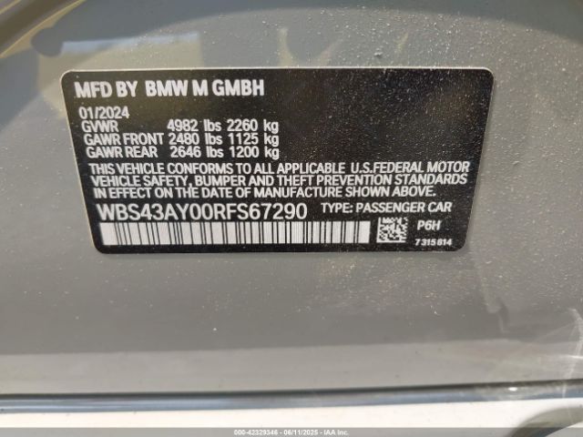 2024 BMW M3 WBS43AY00RFS67290 Photo 8