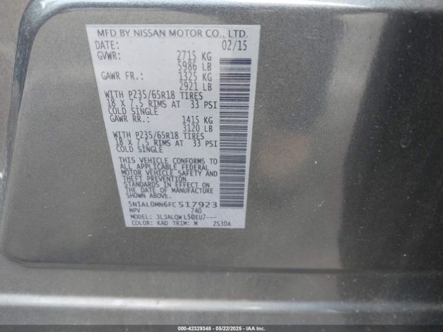 2015 INFINITI QX60 5N1AL0MN6FC517923 Photo 8