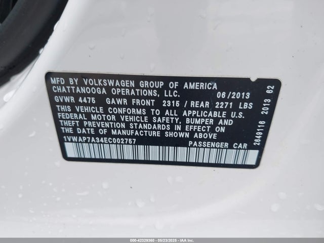 Volkswagen 2014 2014 1VWAP7A34EC002757 Image 9