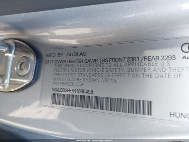 2017 AUDI A3 WAUB8GFF7H1065498 Photo 8