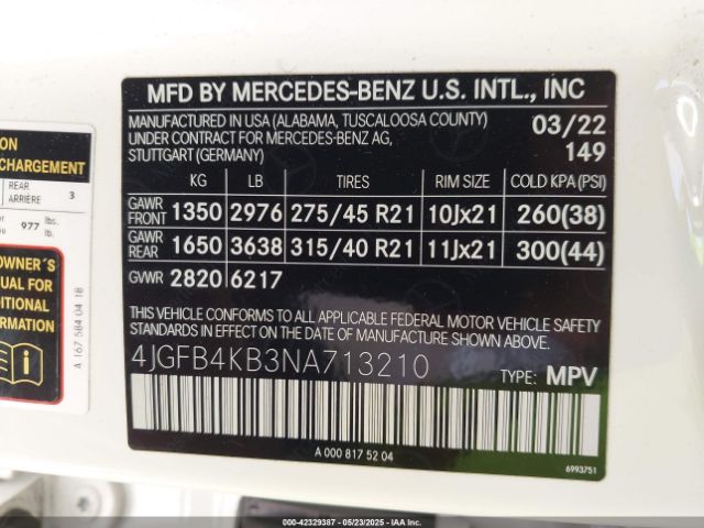 4JGFB4KB3NA713210 Mercedes-Benz Gle 350 4matic