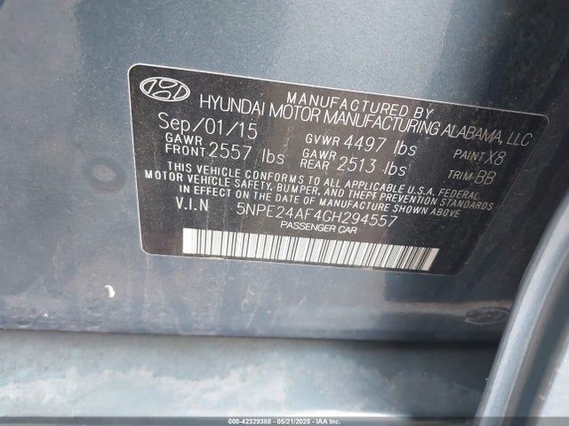5NPE24AF4GH294557 Hyundai dohc gdi theta-ii