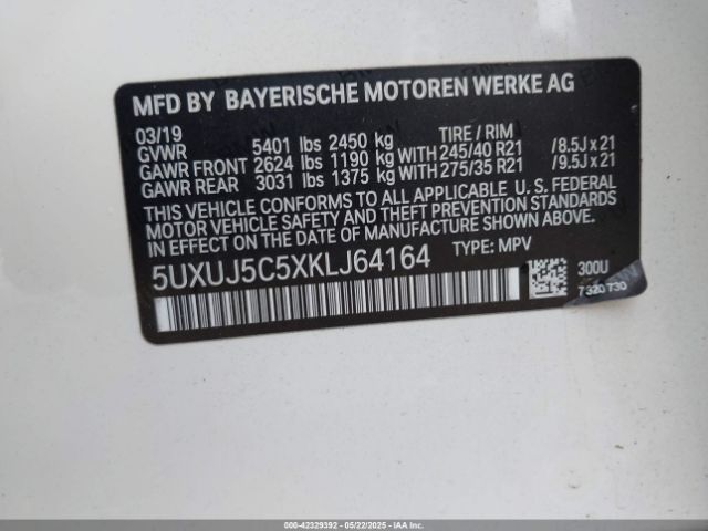 5UXUJ5C5XKLJ64164 BMW X4 M40i