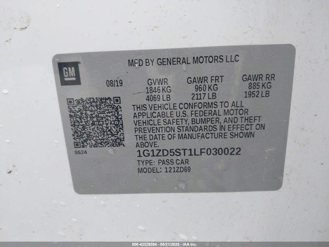 1G1ZD5ST1LF030022 Chevrolet Malibu Fwd Lt