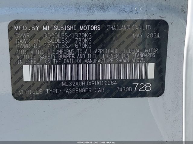 ML32AUHJXRH012264 Mitsubishi Mirage Es/le
