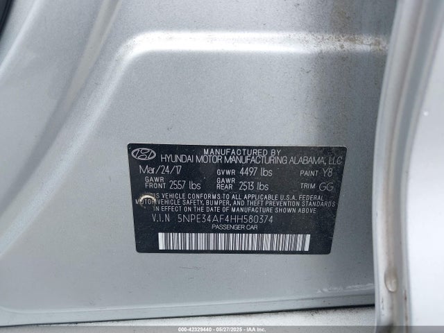 5NPE34AF4HH580374 Hyundai Sonata