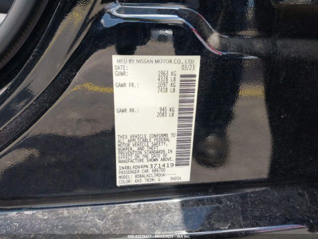 1N4BL4DV4PN371419 Nissan Altima Sv Fwd