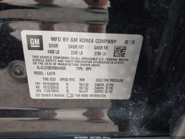 KL4CJESB2KB944826 Buick Encore Awd Preferred