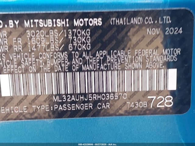 ML32AUHJ5RH036570 Mitsubishi Mirage Es/le
