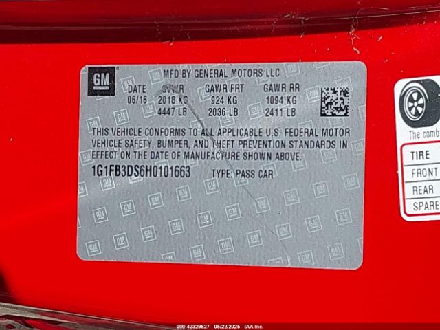 2017 CHEVROLET CAMARO 1G1FB3DS6H0101663 Photo 8