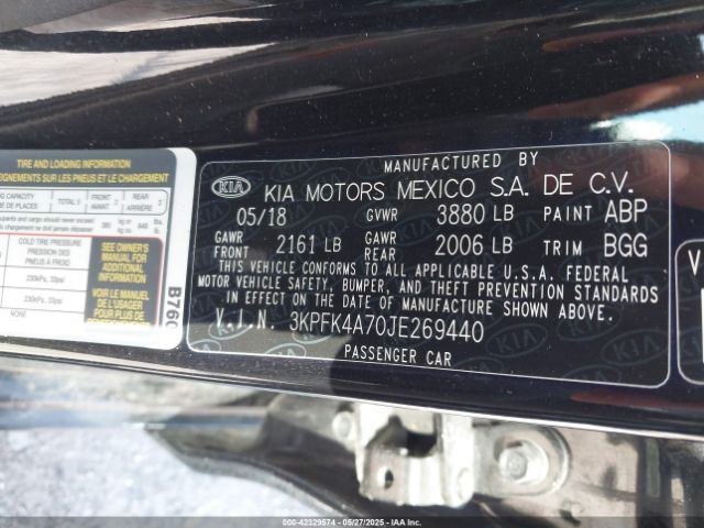 3KPFK4A70JE269440 KIA FORTE LX