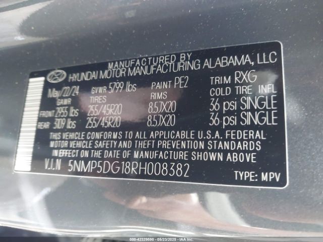 2024 HYUNDAI SANTA FE HYBRID 5NMP5DG18RH008382 Photo 8