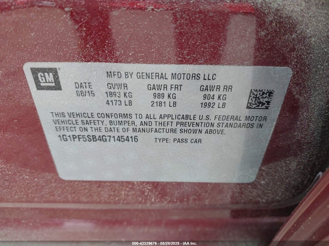 1G1PF5SB4G7145416 Chevrolet Cruze Limited 2lt Auto