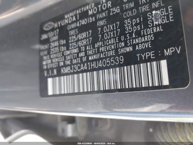 KM8J3CA41HU405539 Hyundai gdi nu