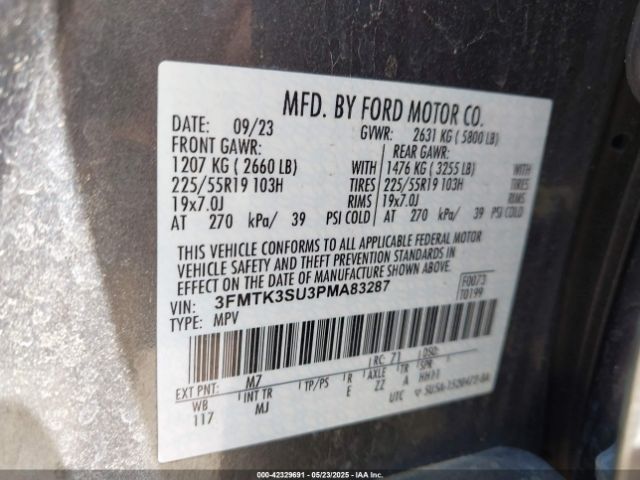 3FMTK3SU3PMA83287 Ford Mustang Mach-e Premium
