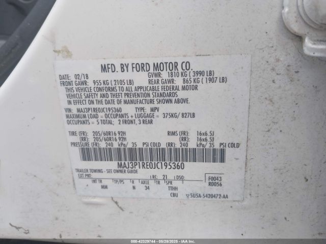 MAJ3P1RE0JC195360 Ford ECOSPORT S