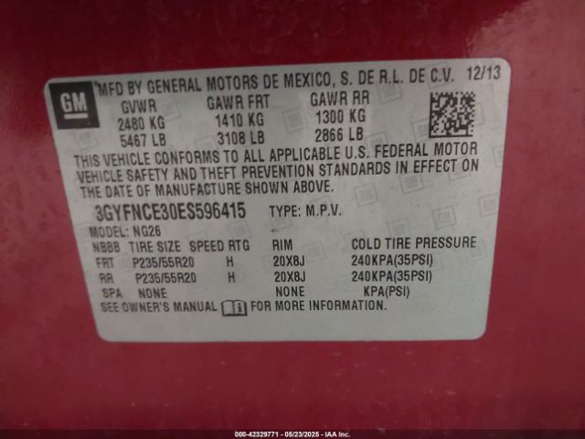 3GYFNCE30ES596415 Cadillac Srx Performance Collection