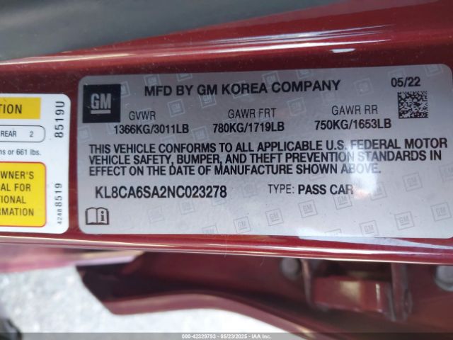 KL8CA6SA2NC023278 Chevrolet lv7