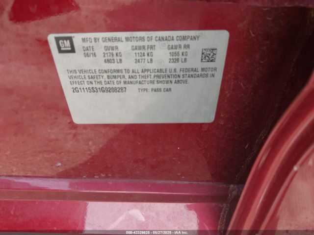 2G1115S31G9208287 Chevrolet lfx - sidi, vvt, e85 max, alum gm