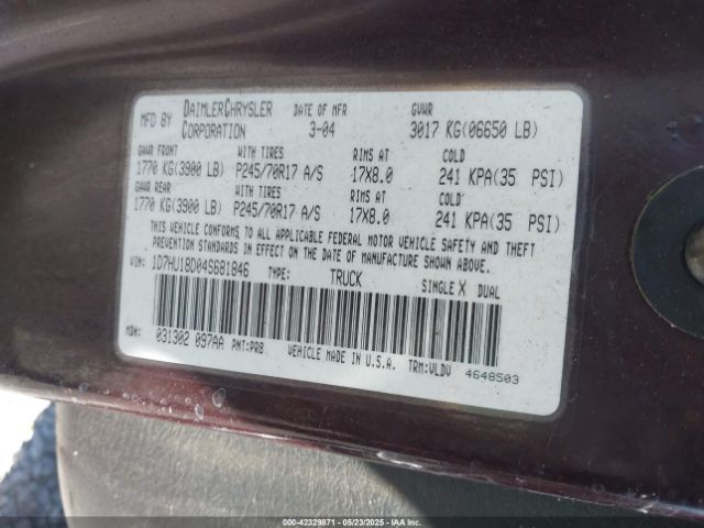 2004 DODGE RAM 1500 1D7HU18D04S681846 Photo 8