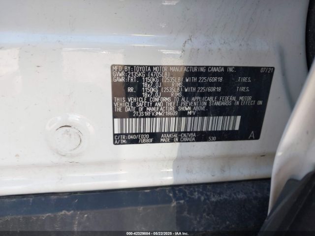 2T3S1RFV3MW218609 Toyota a25a-fks