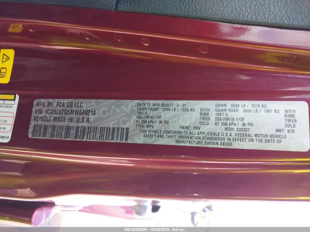 2021 JEEP WRANGLER UNLIMITED 1C4HJXEG5MW649214 Photo 8