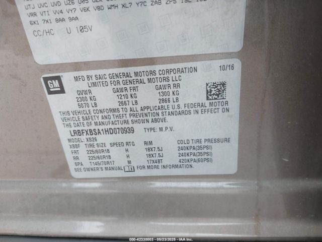 LRBFXBSA1HD070939 Buick Envision Essence
