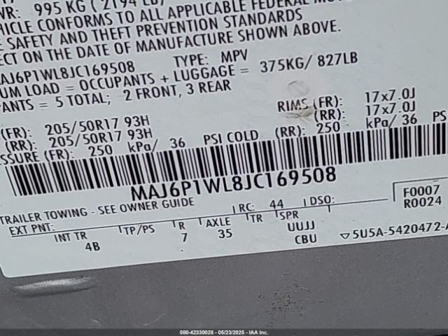 MAJ6P1WL8JC169508 Ford Ecosport Titanium