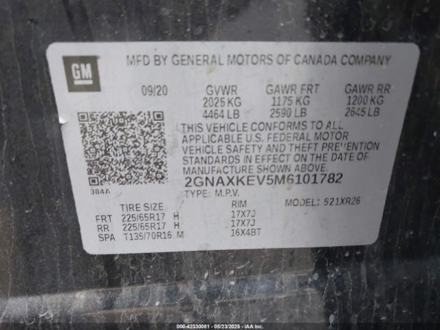 2021 CHEVROLET EQUINOX 2GNAXKEV5M6101782 Photo 8