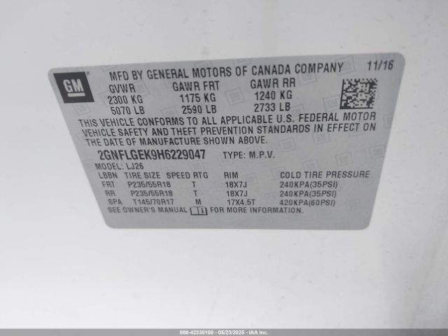 2GNFLGEK9H6229047 Chevrolet Equinox Premier
